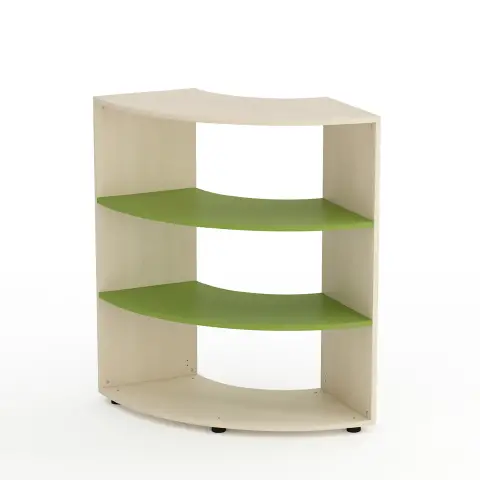 Mobile Scuola Kubò Betulla Curvo Angolare H 110 cm. Ripiani Verde Kiwi - Conforme CAM