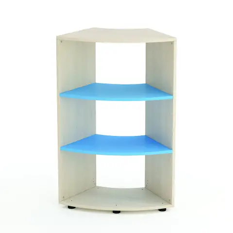 Mobile Scuola Kubò Betulla Curvo 60 Gradi H 110 cm. Ripiani Blu Orizzonte - Conforme CAM
