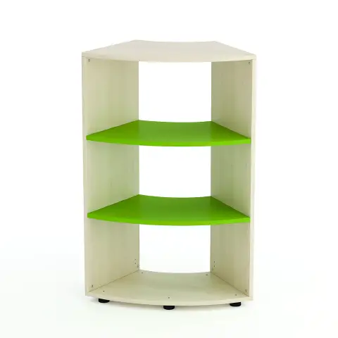 Mobile Scuola Kubò Betulla Curvo 60 Gradi H 110 cm. Ripiani Verde Kiwi - Conforme CAM