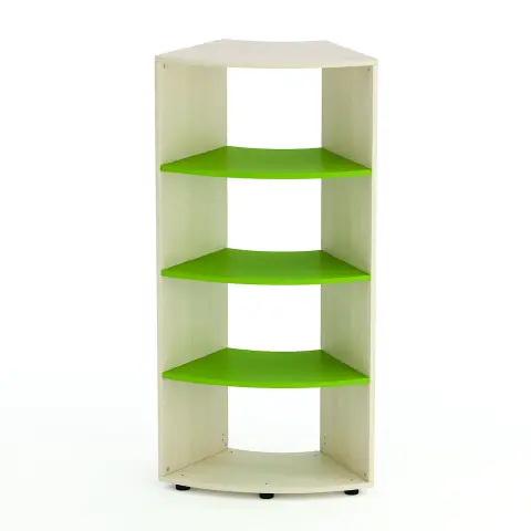 Mobile Scuola Kubò Betulla Curvo 60 Gradi H 150 cm. Ripiani Verde Kiwi - Conforme CAM
