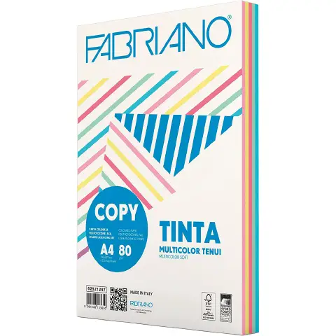 Copy Copy Paper Multicolor 80 gsm Fabriano A4 Soft Tints Ream 250 Sheets