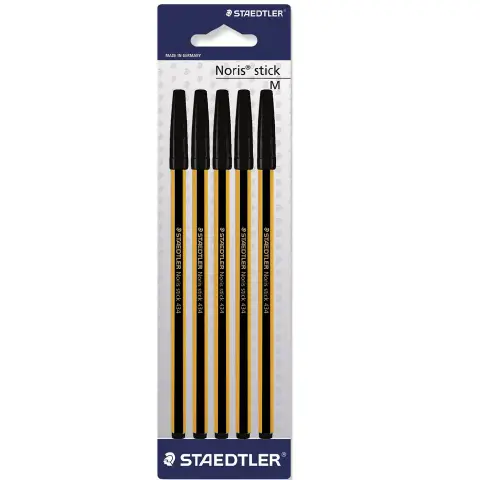 Black Ballpoint Pen Blister of 5 Pieces