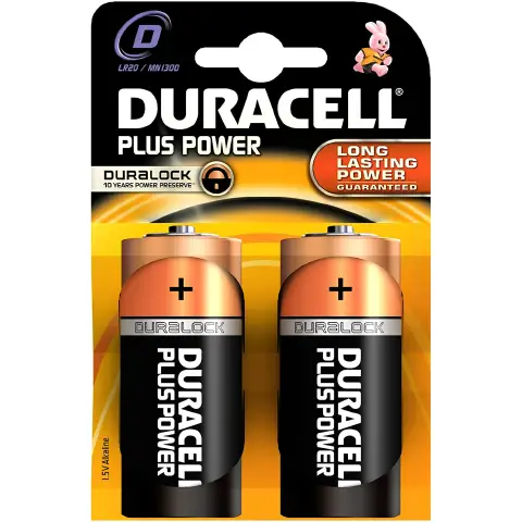 Duracell Pluspower Batteries 2 Pieces Torch (D)