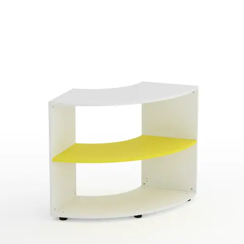 Kubò School Cabinet White Corner H 75 cm. Yellow Shelves - CAM Compliant