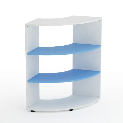 Mobile Scuola Kubò Bianco Angolare H 110 cm. Ripiani Blu Orizzonte - Conforme CAM
