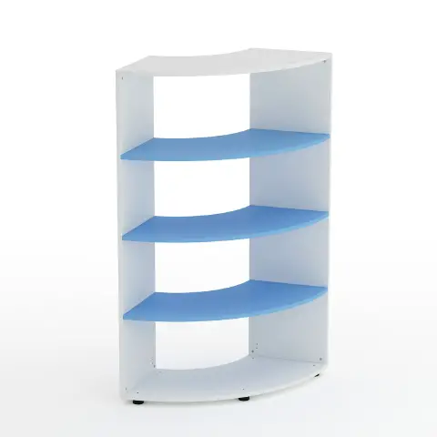 Mobile Scuola Kubò Bianco Angolare H 150 cm. Ripiani Blu Orizzonte - Conforme CAM