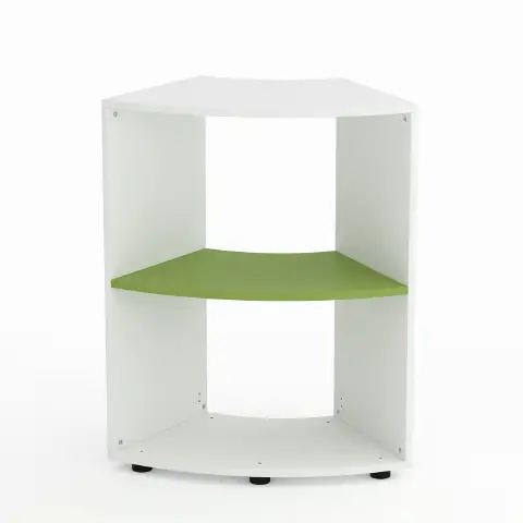 Mobile Scuola Kubò Bianco Curvo 60 Gradi H 90 cm. Ripiani Verde Kiwi - Conforme CAM