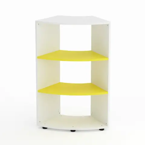 Mobile Scuola Kubò Bianco Curvo 60 Gradi H 110 cm. Ripiani Giallo - Conforme CAM