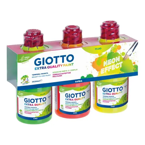 Tempera Giotto Fluo 250 ml. Set 3 Colori