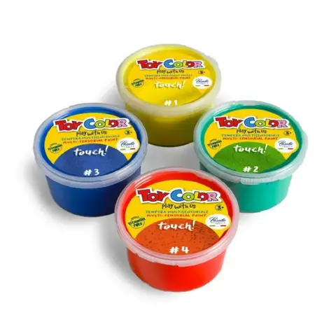 Colore a Dita con Effetto Tattile – 4 Vasetti da 150 ml