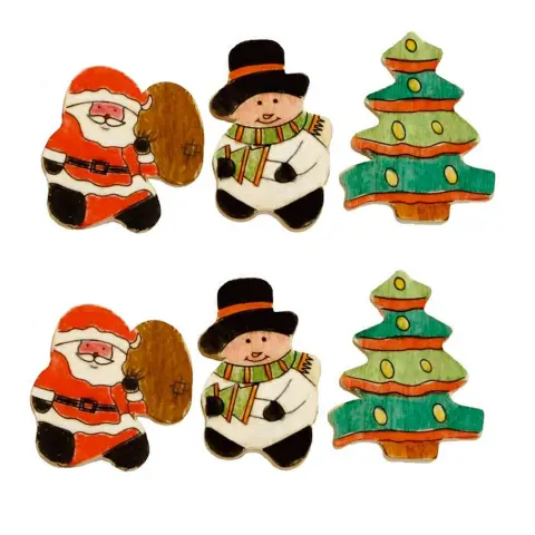 Clips Fermafogli Natalizi in Legno 3 x 4 cm - 6 Pezzi Assortiti