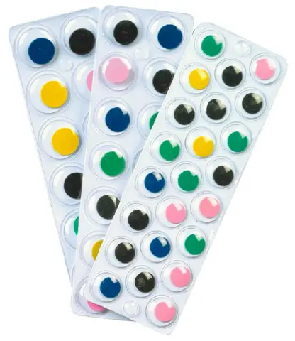 Occhi Colorati Adesivi Tondi 10mm. 28 Pezzi
