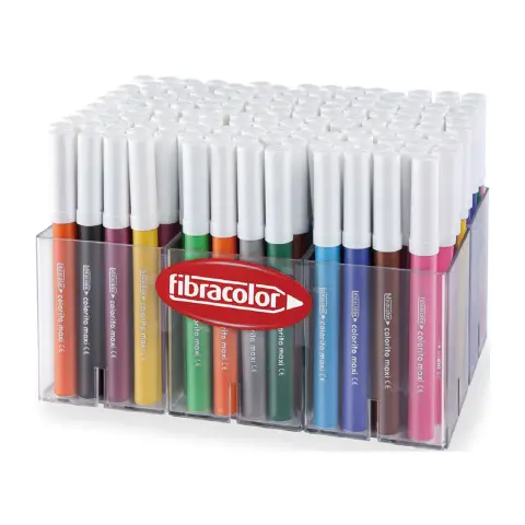Fibracolor 96 Coloring Markers Maxi Coarse Tip 6mm In 12 Colors