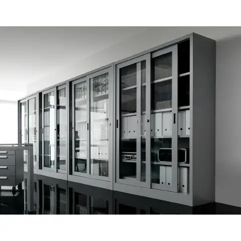 Armadio Metallico 2 Ante in Vetro 120 cm.