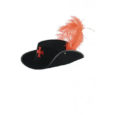D'Artagnan Hat in Bifloccated Black W/Astrich Feather