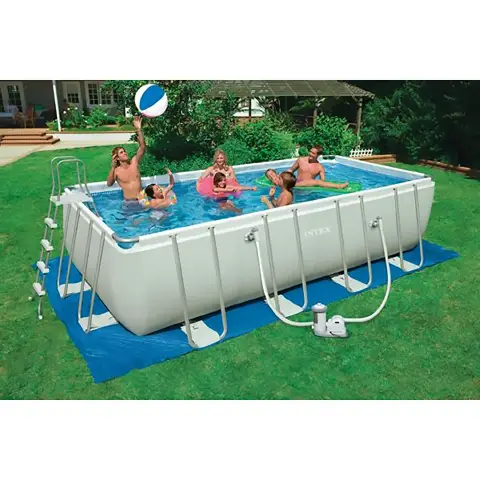 PISCINA ULTRAFRAME RETTANGOLARE CON SCALA POMPA A SABBIA E TELO COPERTURA CM. 549X274X132H
