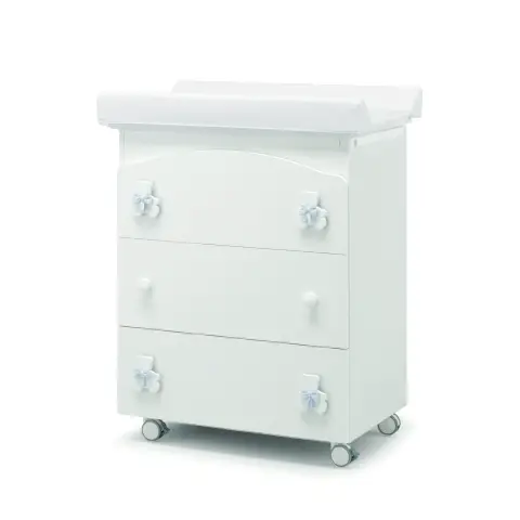 Dudu Bath Changing Table White With Blue Bow