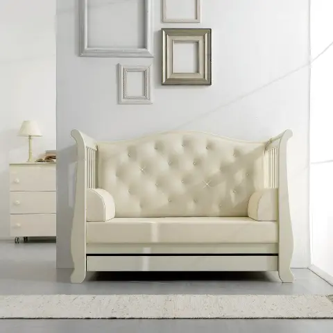 LETTO DIVANO SOFT AVORIO OPACO CON SWAROSKI ERBESI