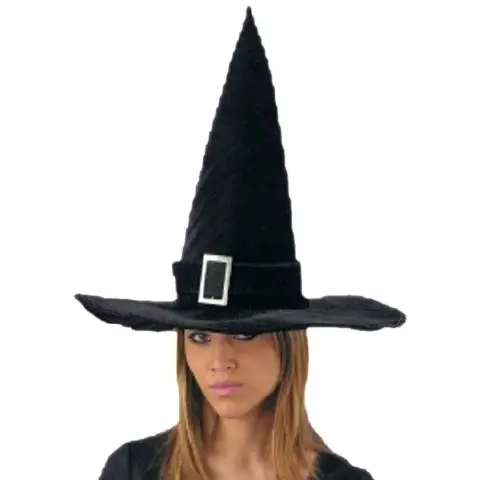 Black Velvet Witch Hat W/Buckle