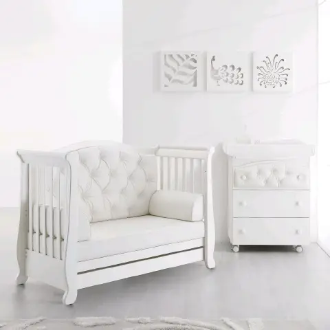 SOFT LETTO DIVANO BIANCO OPACO CON BOTTONI ERBESI