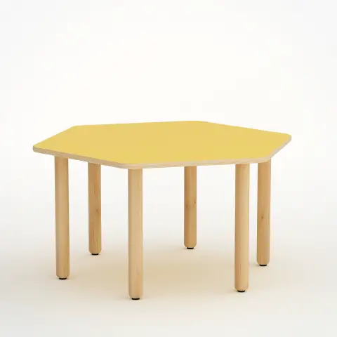 TAVOLO FORMA ESAGONALE H 46 CM - MISURA 1 - GIALLO