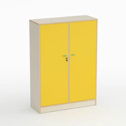 Forma Nursery School Cabinet with Doors and Coat Rack Yellow - CAM Compliant