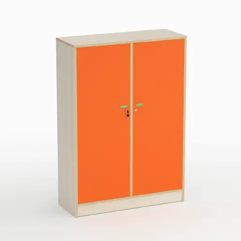 Forma Nursery School Cabinet with Doors and Clothes Hanger Orange - CAM Compliant