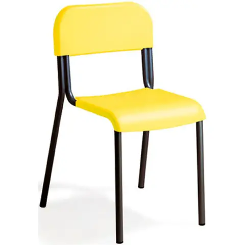 Sara School Chair, Black Frame, Seat H 38 Cm. Lemon Yellow For School Environments - 10 pack.