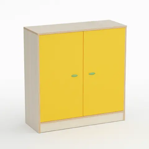 Childhood School Cabinet Shape with 2 Doors Height 110 cm. Yellow - CAM Compliant