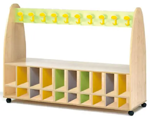 Wave Trolley Preschool Clothes Hanger with Boxes 20 Places - CAM Compliant