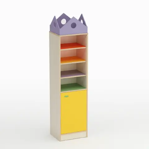 Childhood School Cabinet Column Shape with Door Left Opening Yellow - CAM Compliant