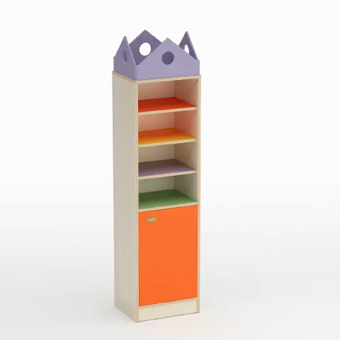 Childhood School Cabinet Column Shape with Door Opening Left Orange - CAM Compliant