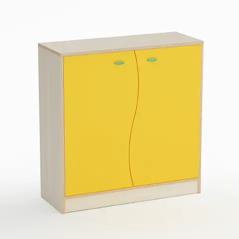 Forma Nursery School Cabinet with Wave Doors Yellow - CAM Compliant