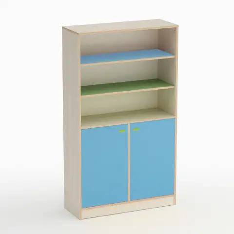 Mobile Nursery School Form Cabinet 2 Low Doors Blue Horizon - CAM Compliant