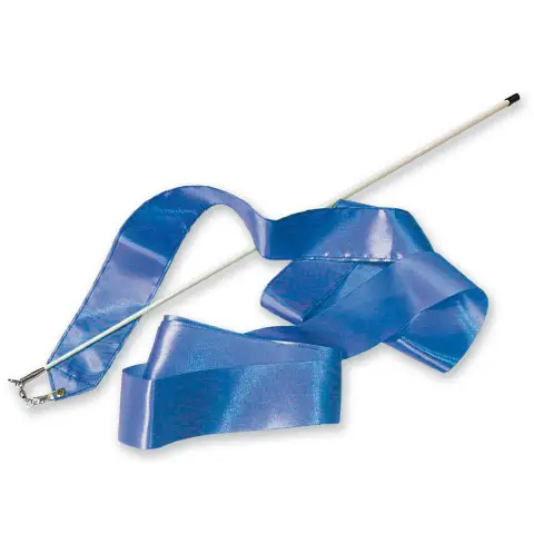 Nastro per Ritmica in Raso con Bacchetta in Plastica, 4 metri, Blu