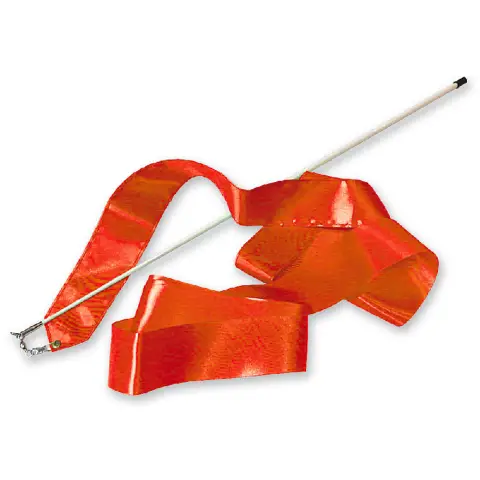 Nastro per Ritmica in Raso con Bacchetta in Plastica, 4 metri, Rosso