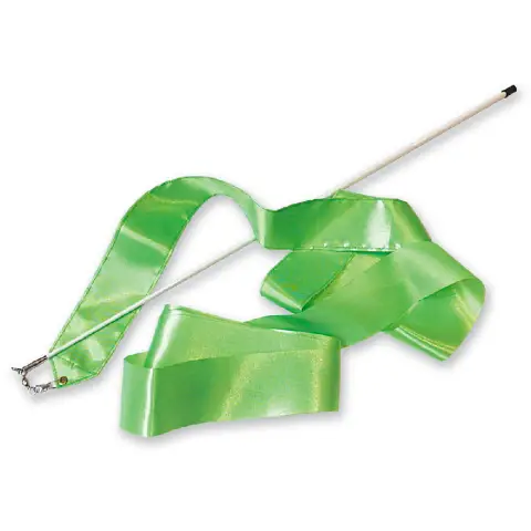 Nastro per Ritmica in Raso con Bacchetta in Plastica, 4 metri, Verde