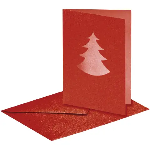 Cartoncini Augurali con Finestra Abete Rosso, 5 pezzi