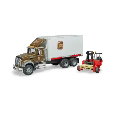 Mack Truck Camion Ups Portacontainer Con Muletto • Bruder 02828