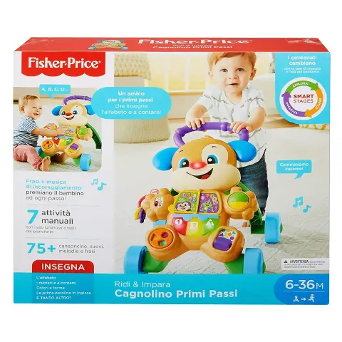 Fisher Price First Steps Doggie Pushable Electronic Educational Toy with Music and Sounds