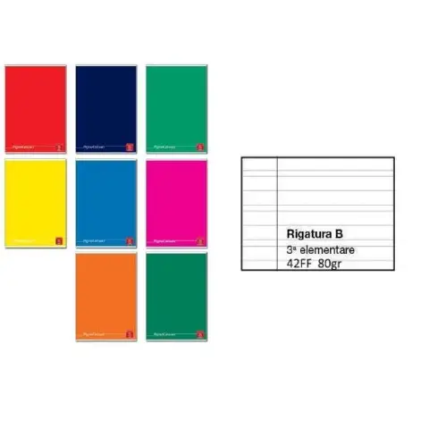 Quaderno Maxi Pigna Colours 80gr - 42 Pagine - Rigatura B (Classe 3ª Primaria) - confezione 10 pz