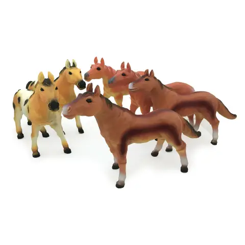 Horses 3 Breeds Soft Material 24 cm. 6 pcs - 6 pcs package
