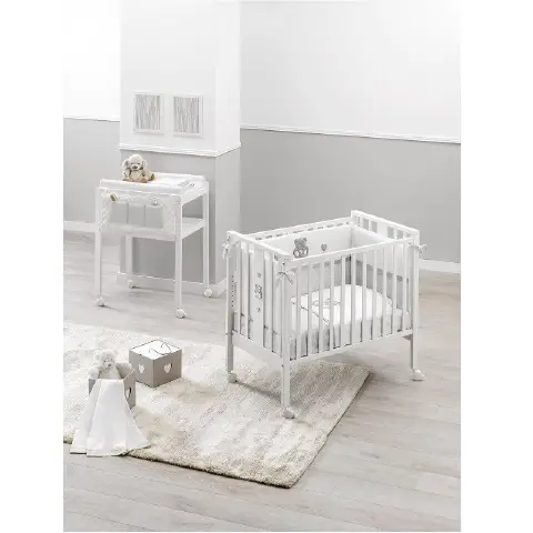 CHARLY MINI LETTINO BIANCO ERBESI CON RIVESTIMENTO E APPLICAZIONE GRIGIO