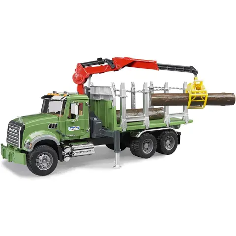 Mack Camion Granite Con Gru Di Carico Tronchi • Bruder 02824