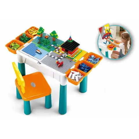5-in-1 Multi-Activity Table with 128 Building Blocks