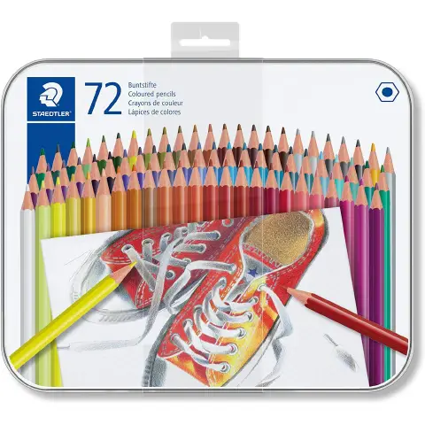 Staedtler Hexagonal Colored Pencils in Metal Box 72 Pieces
