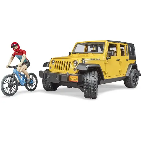Jeep Wrangler Rubicon Unlimited with Mountain Bike and Cyclist