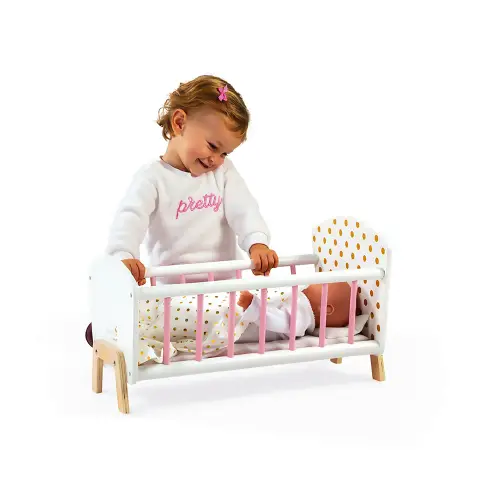 Candy Chic Wooden Bed for Dolls Up to 42 cm. Janod J05889