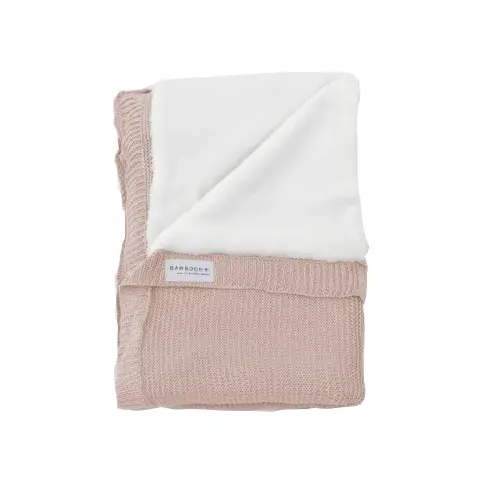 Knitted Blanket 75x100cm. Organic Bamboo and with a Pink Plush Side