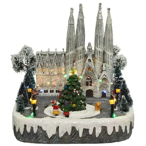 Barcelona Christmas Scene with Lights Music and Movement